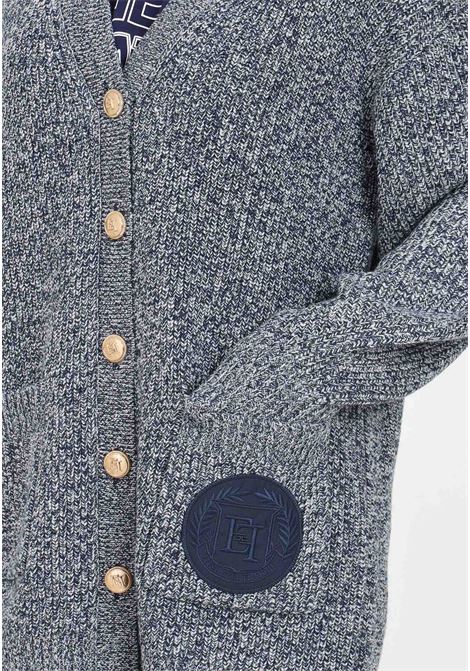 Cardigan blu da donna in viscosa mouliné punto pannocchia ELISABETTA FRANCHI | MK85S46E2CN3